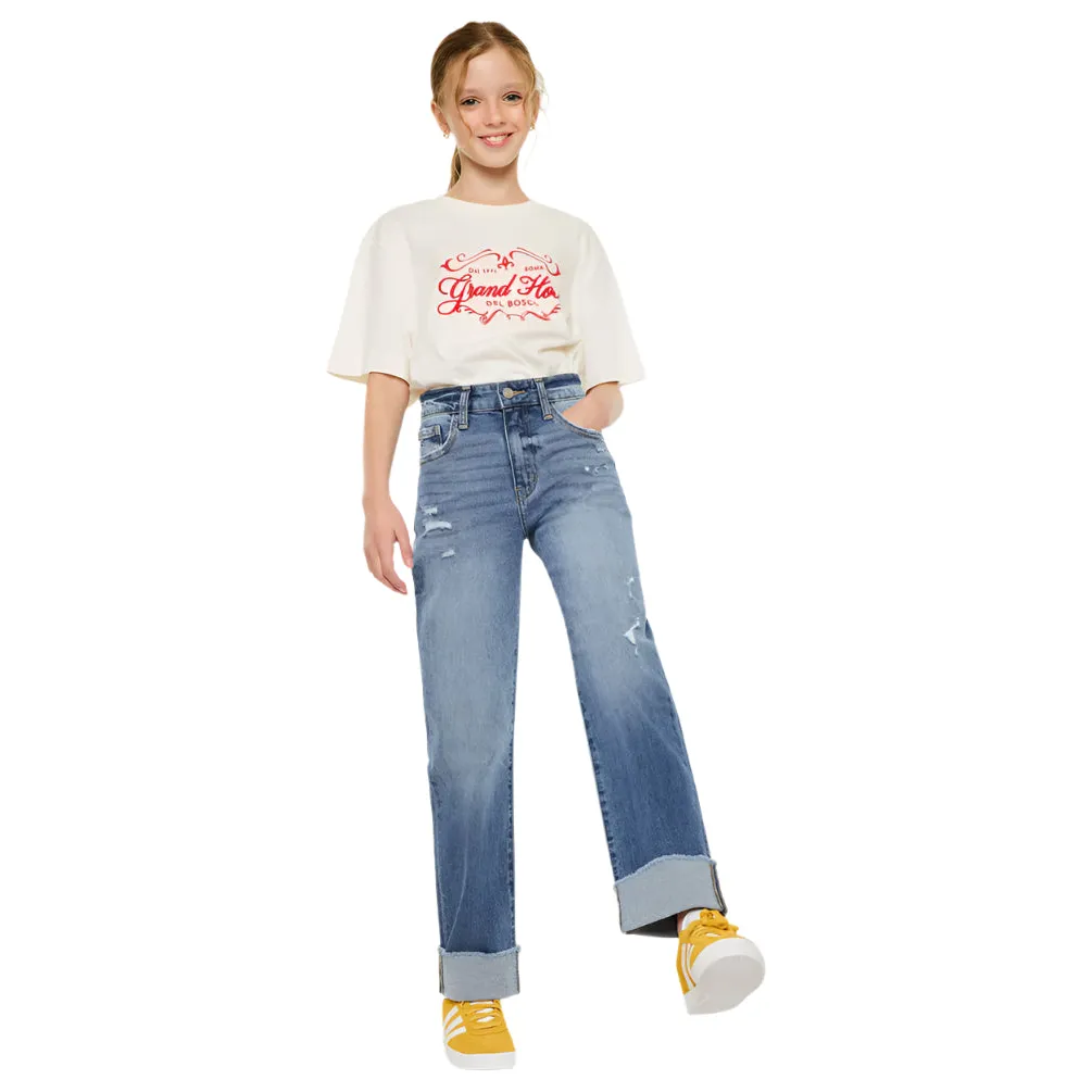 Girl's KanCan Nia High Rise Kids Straight Jeans YC20065M - Image 5