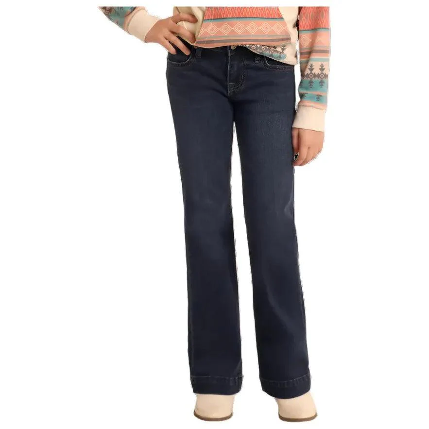 Girl's Rock and Roll Denim Extra Stretch Rope Stitch Trouser Jeans BG5MD05332
