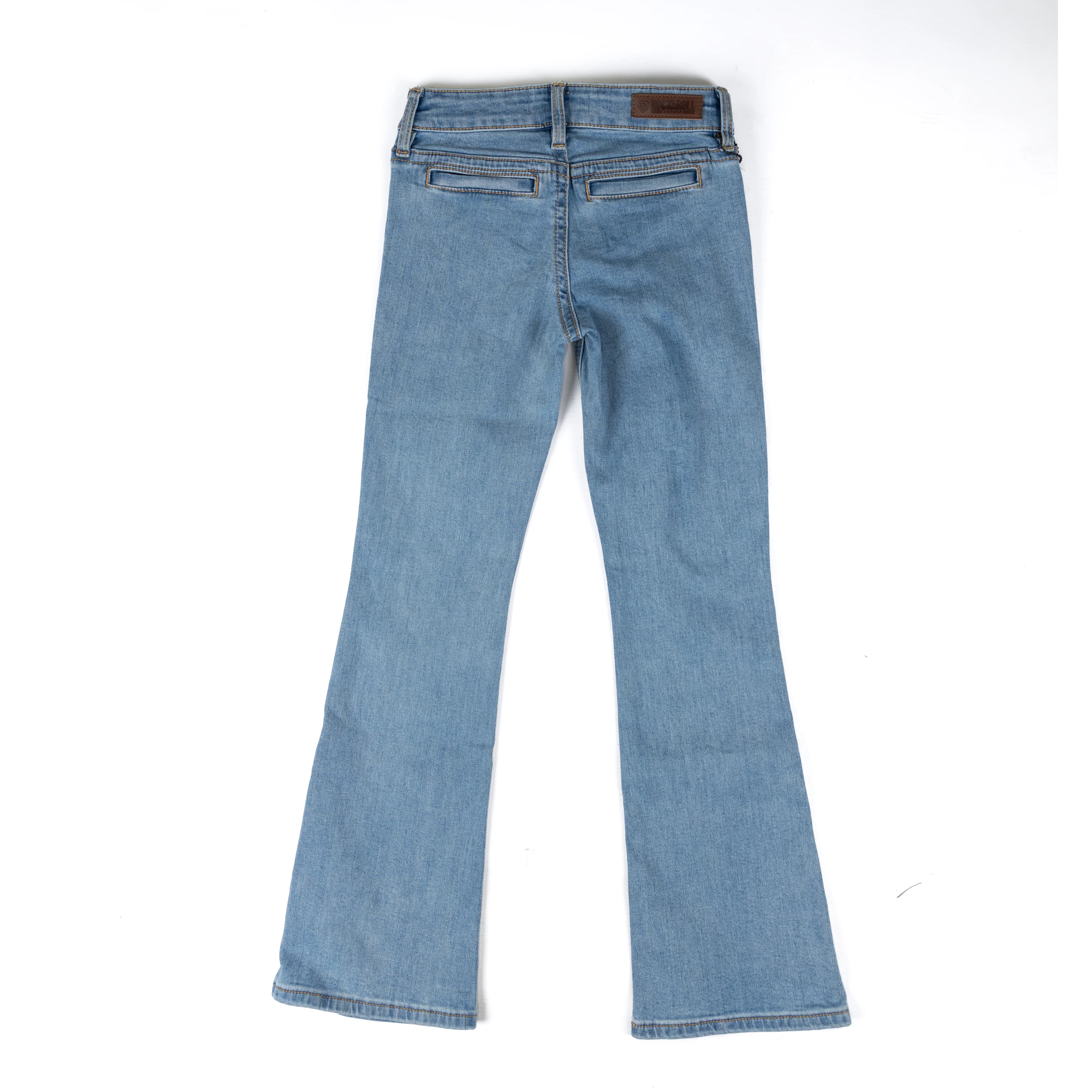 Girl's Rock and Roll Patch Pocket Bootcut Jeans BG4MD09171 - Image 2