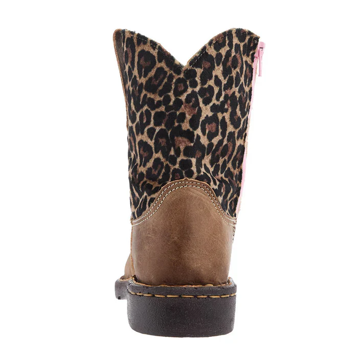 Girl's Roper Brown Leather Vamp with Cheetah Top Square Toe Boot 09-017-7023-8260 - Image 3