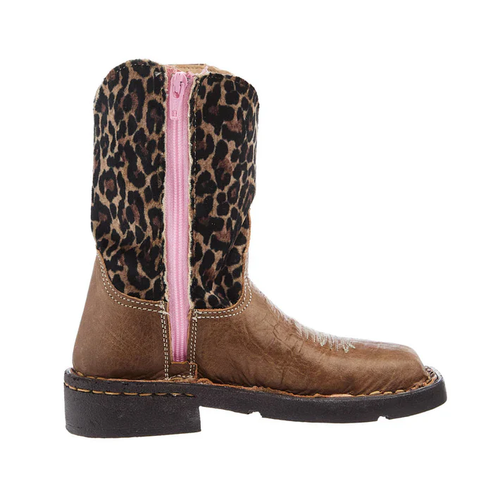Girl's Roper Brown Leather Vamp with Cheetah Top Square Toe Boot 09-017-7023-8260 - Image 4