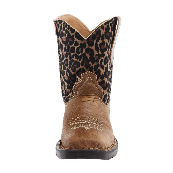 Girl's Roper Brown Leather Vamp with Cheetah Top Square Toe Boot 09-017-7023-8260 - Image 5
