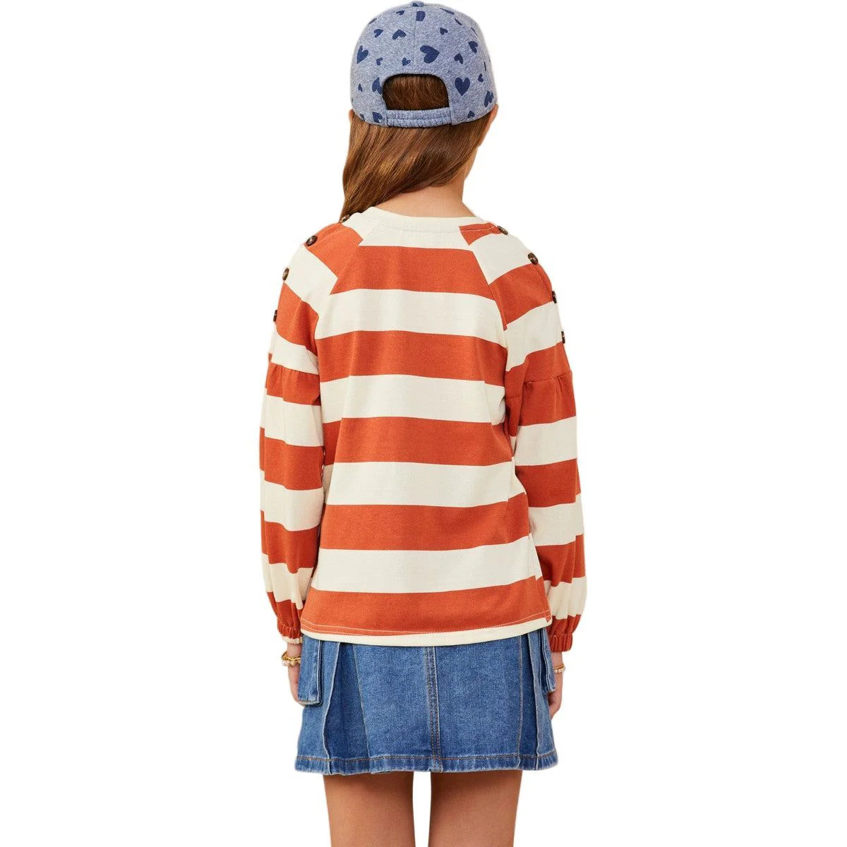 Girls Hayden Shoulder Button Detail Puff Sleeve Knit Top - Image 4
