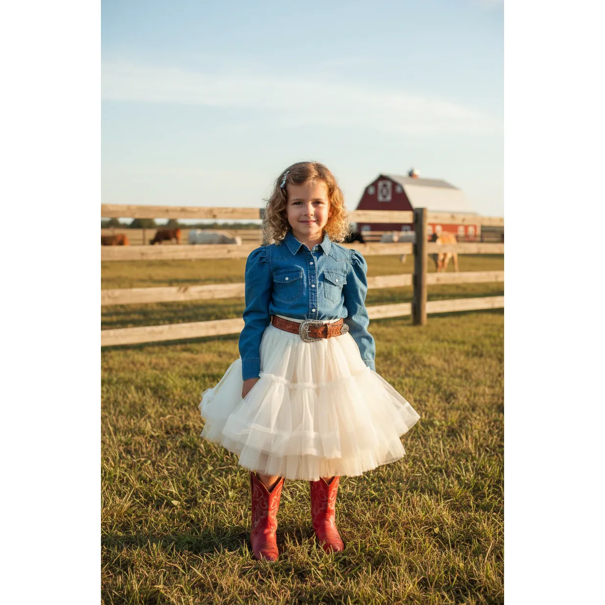 Girl's Twisted Filly Denim Puff Snap Long Sleeve - Image 2