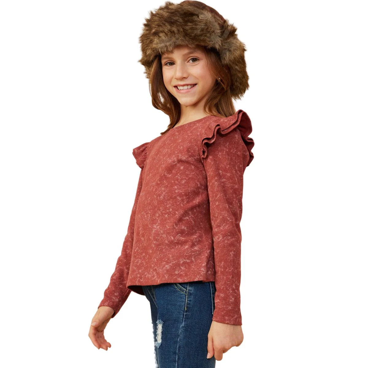 Girls Hayden Ruffled Knit Top - Image 3