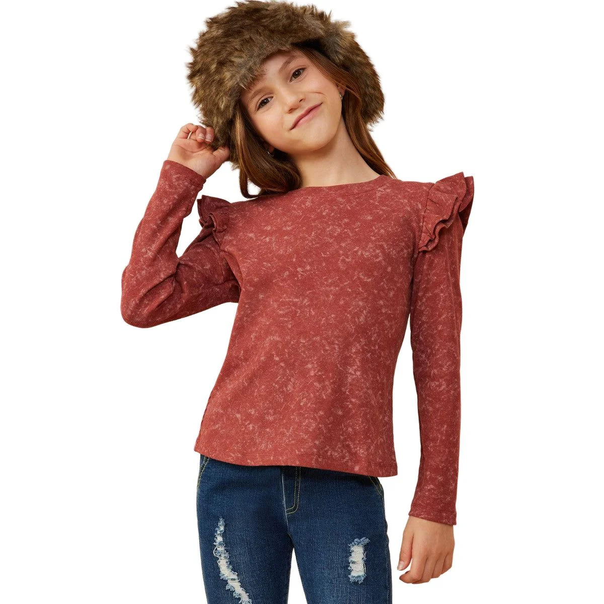 Girls Hayden Ruffled Knit Top - Image 4