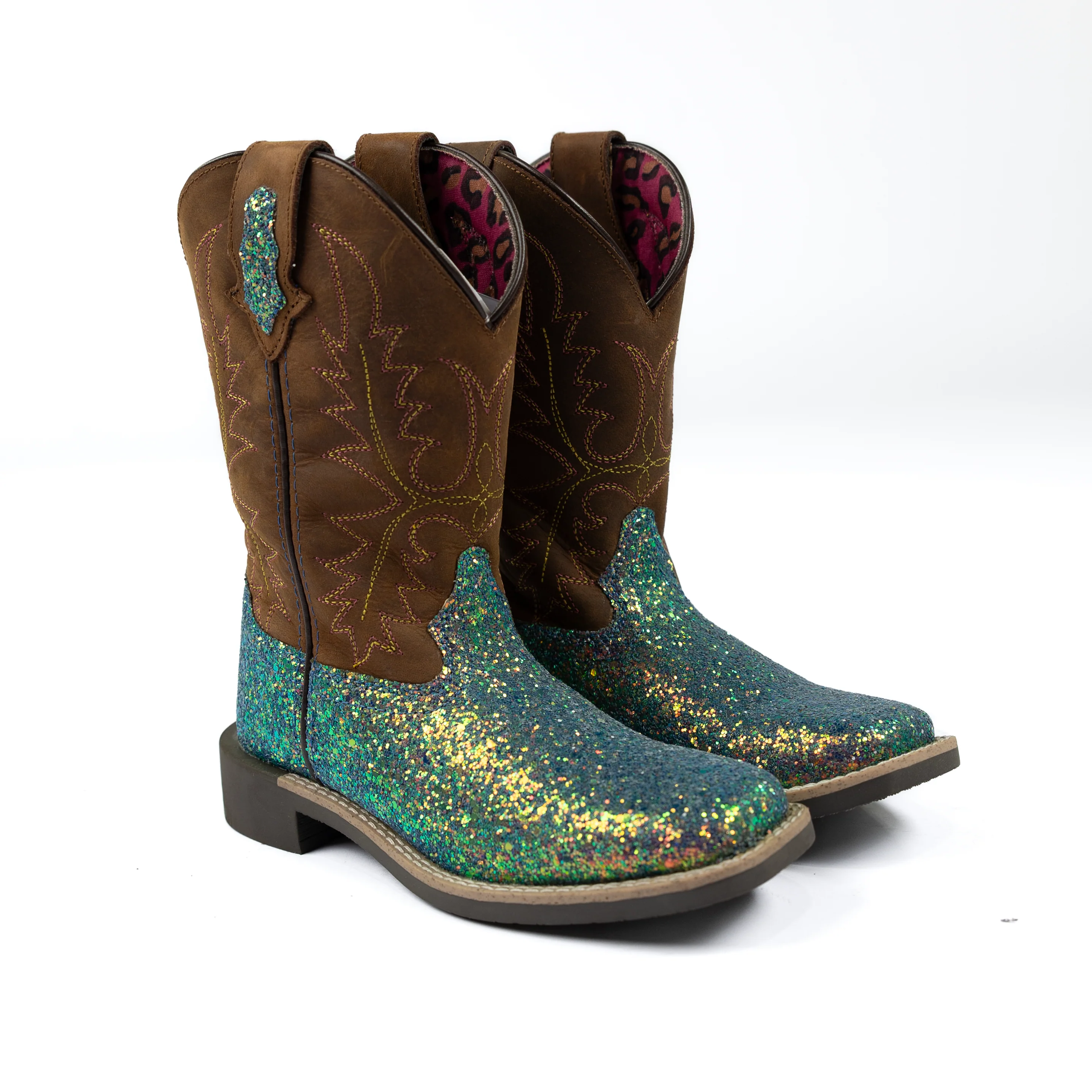 Girl's Youth Smoky Mountain Ariel Glitter Square Toe Western Boots 3077Y