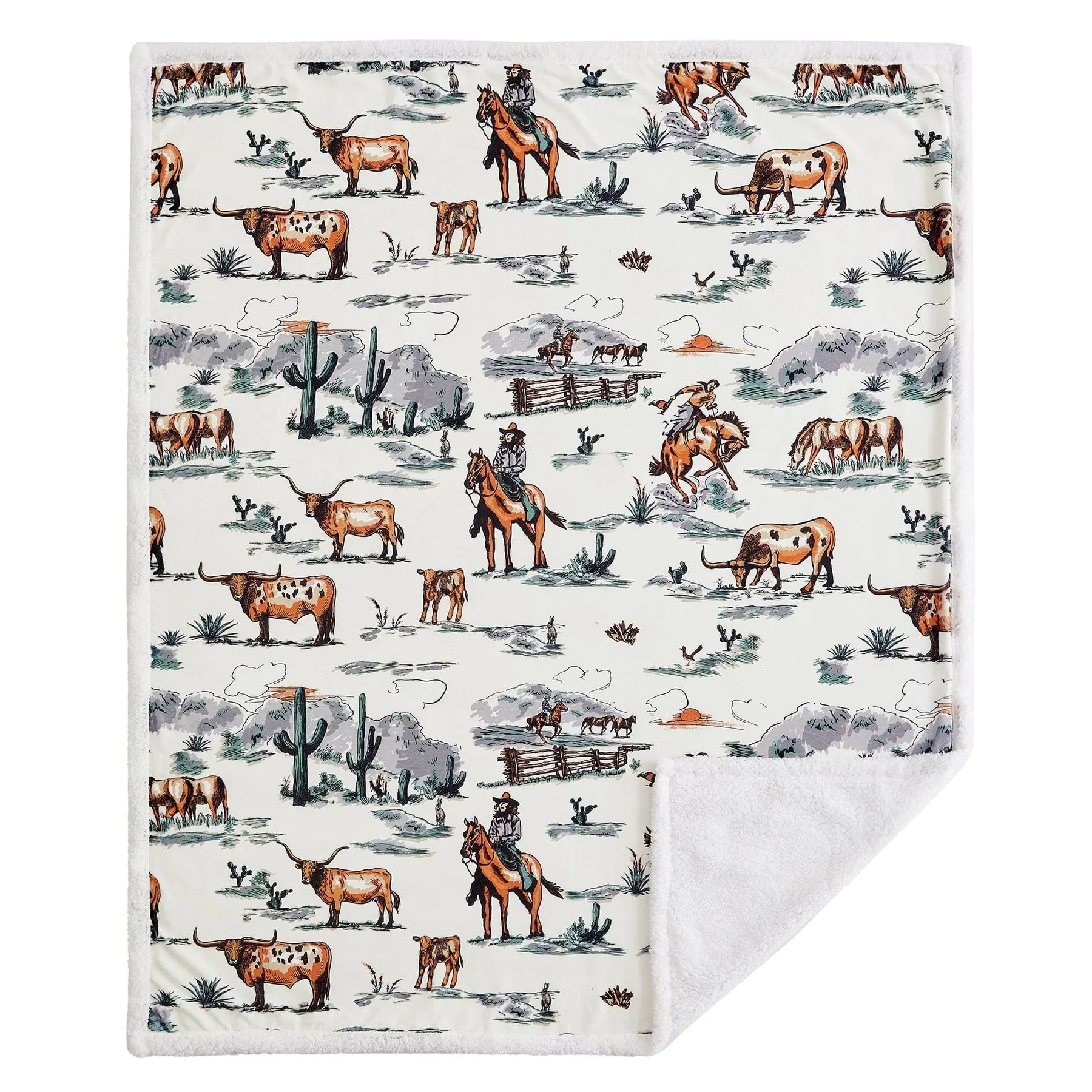 HiEnd Ranchlife Western Toile Campfire Sherpa Throw Blanket CF2138TH-OS-DF - Image 2