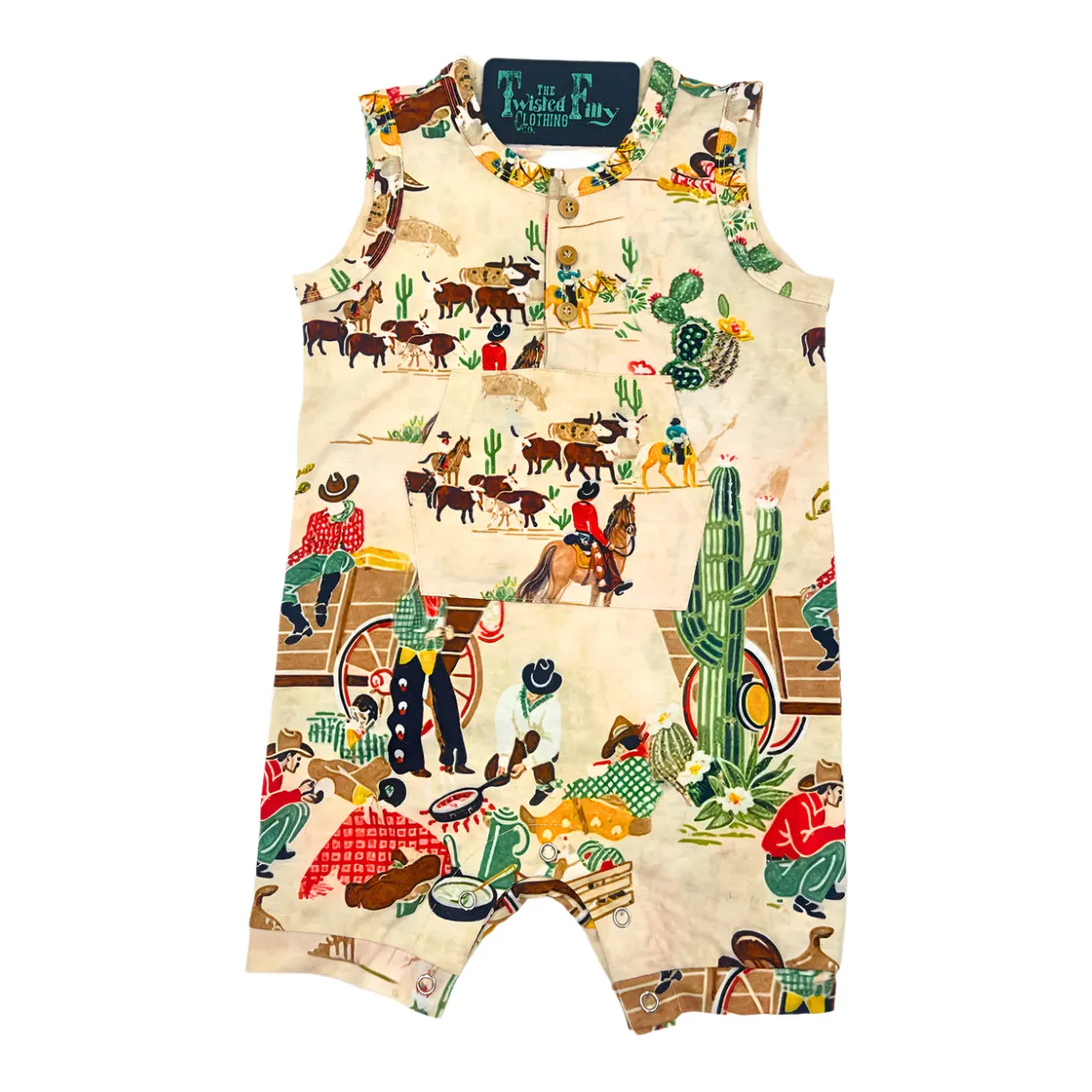 Infant Sleeveless Taupe Cowboy Longsleeve