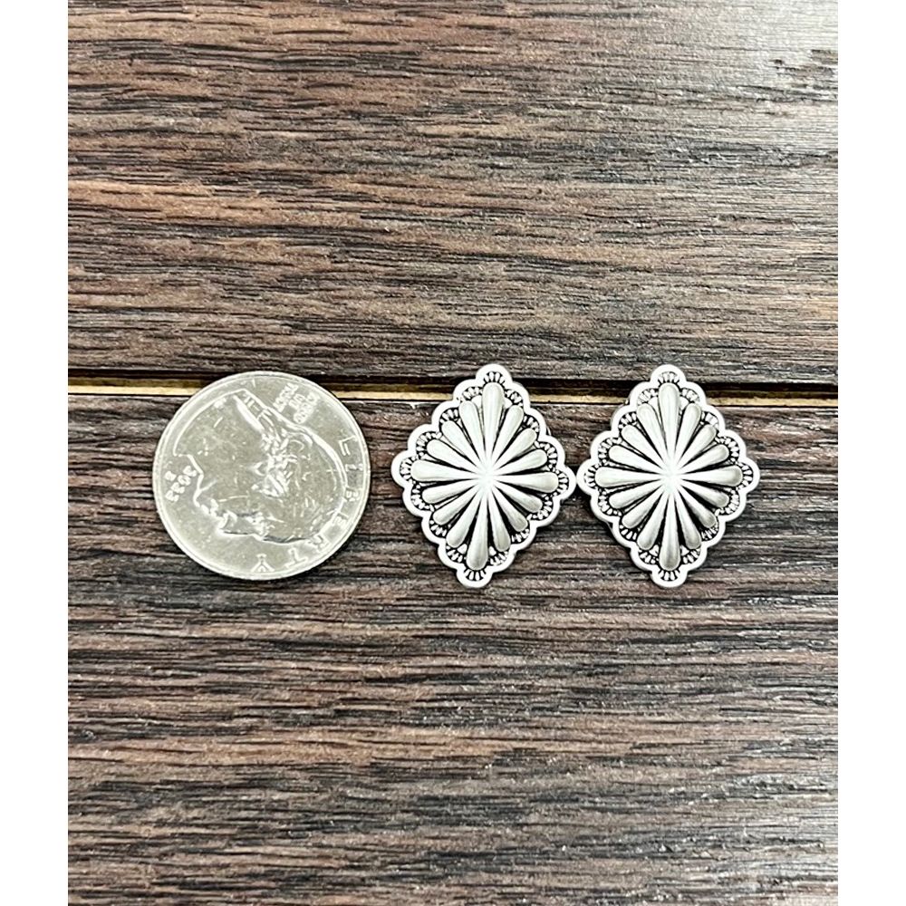 Isac Brass Concho Stud Earrings 724558-1 - Image 2
