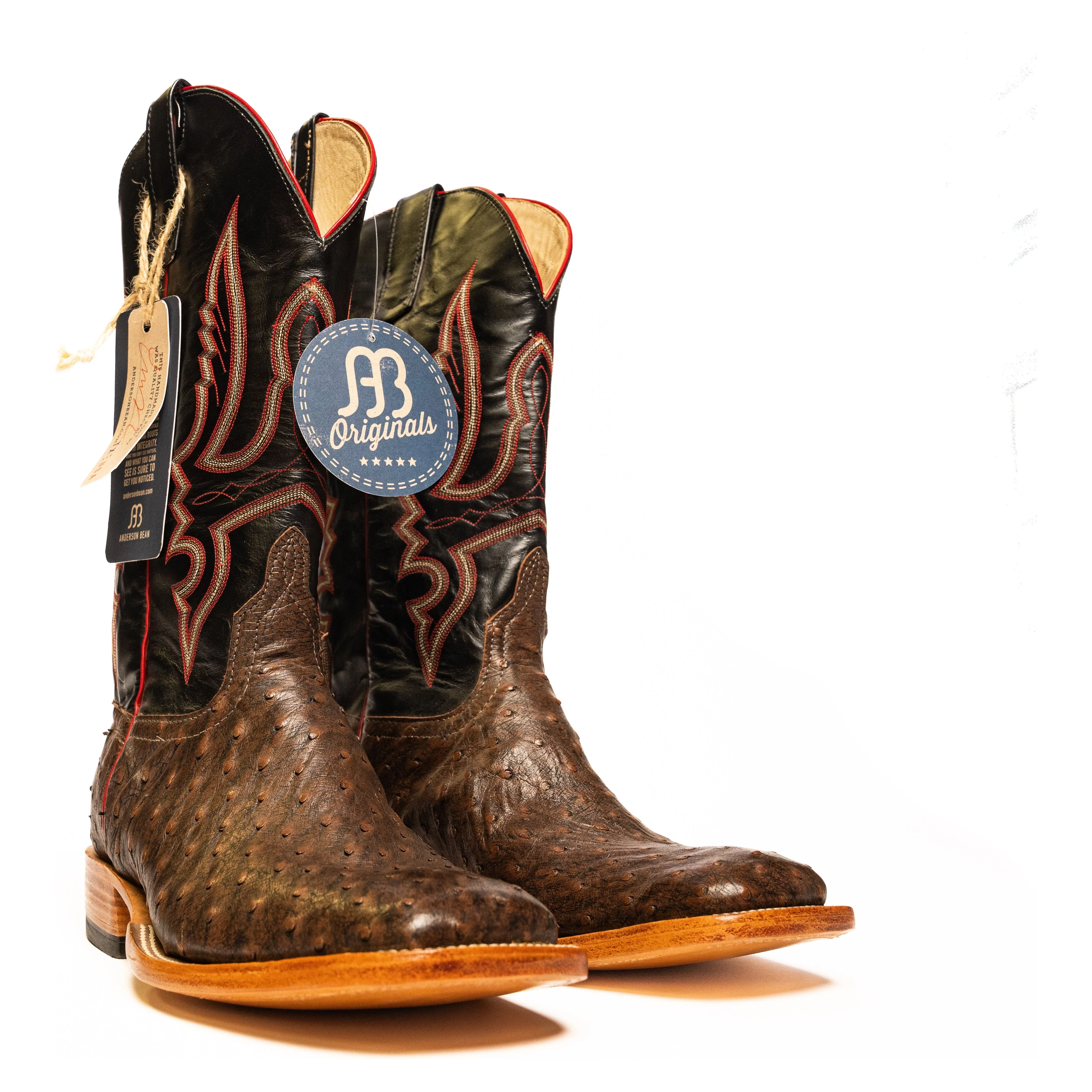 Anderson Bean Kango Tobacco Full Quill Ostrich Square Toe Boots - Image 2