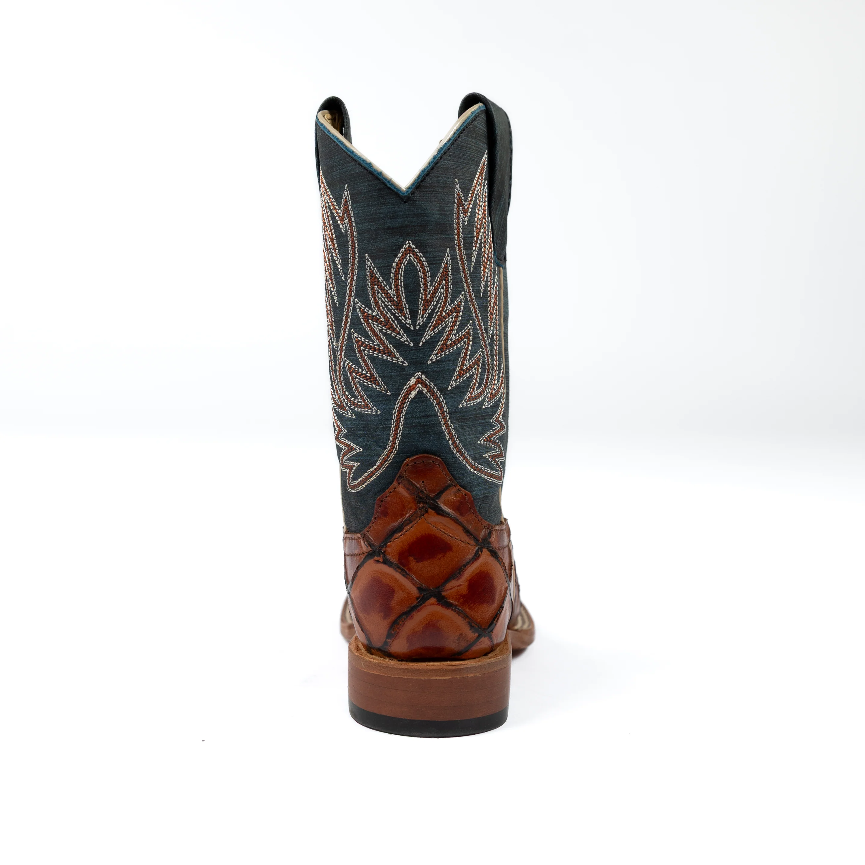 Kid's Horse Power Cognac Filet of Fish Print Square Toe Boots HPK1823 - Image 4