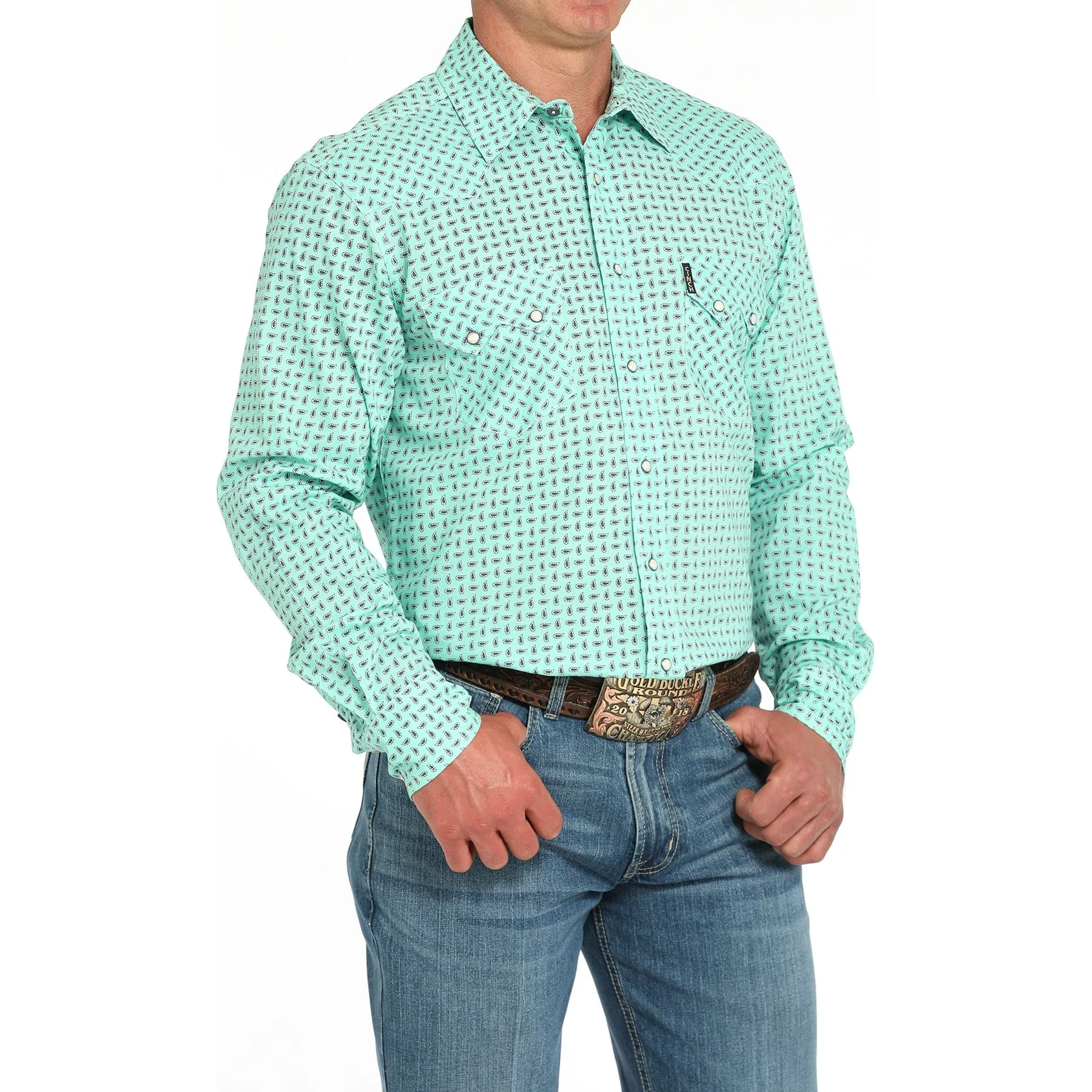 Men' Cinch Long Sleeve Modern Print Button Up MTW1301085 - Image 2