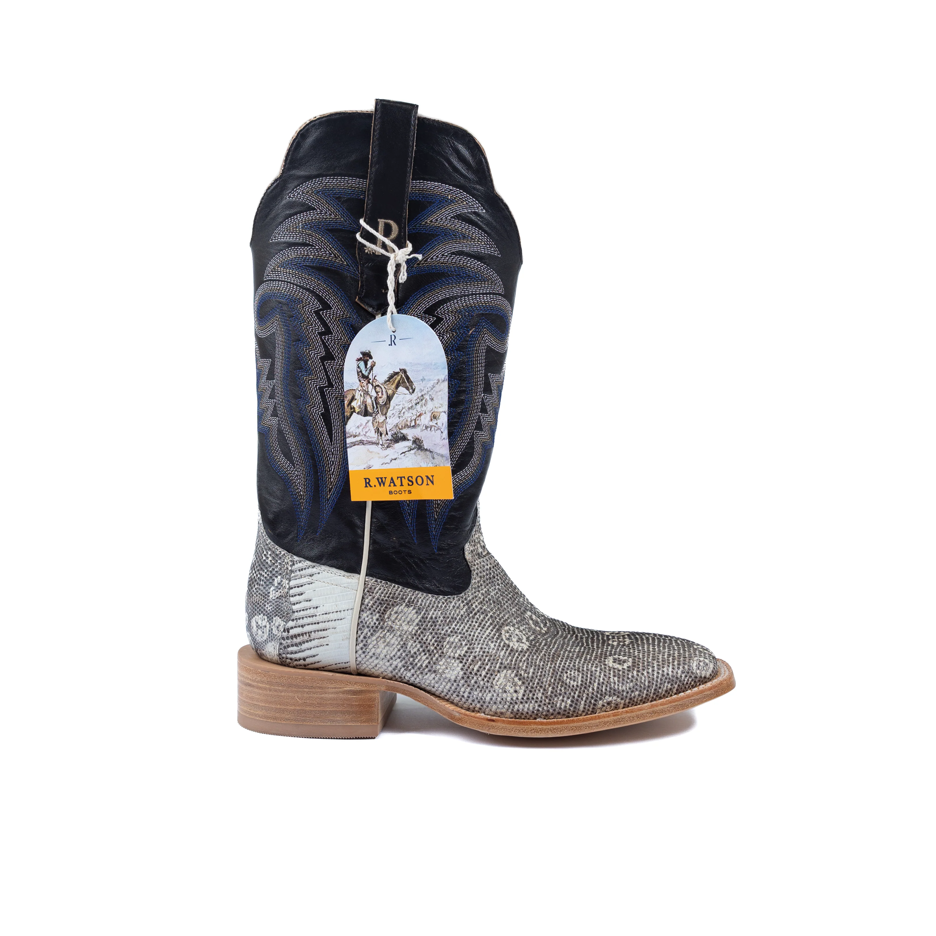 Men’s R. Watson Natural Ringtail Lizard Wide Square Boots RW7900-2 - Image 3