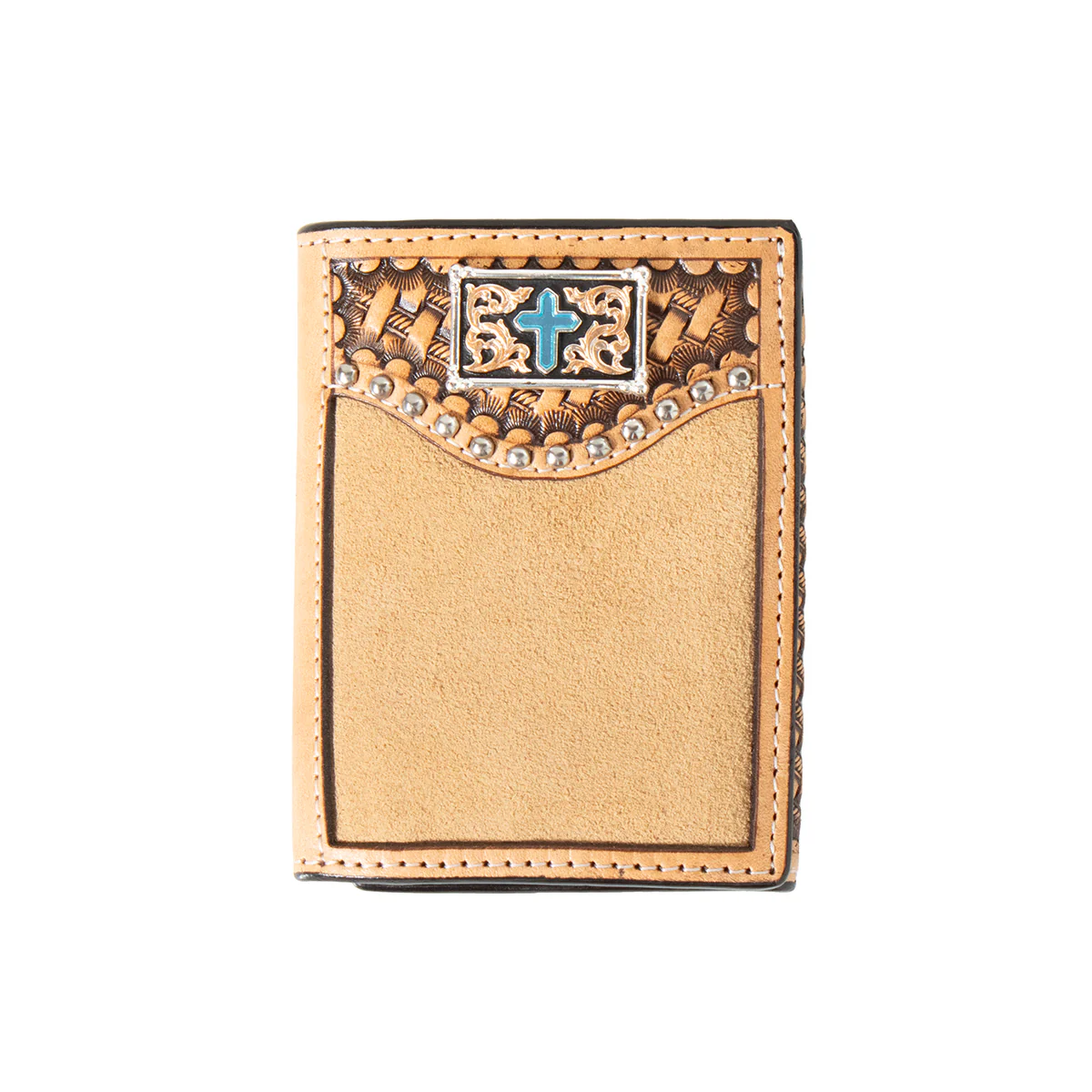 Men's 3D Trifold Style Tan Genuine Leather Wallet D250012908