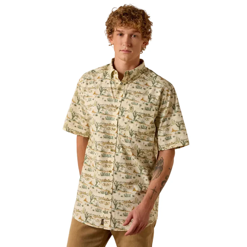 Men's Ariat Almond Oil Scenic Print Sable Classic Fit Shirt 10073530 - Image 4
