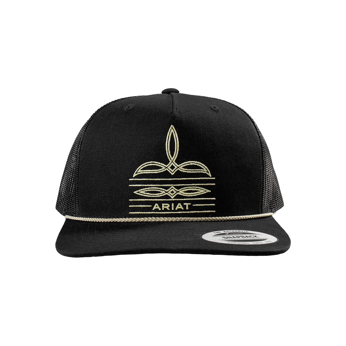 Men's Ariat Black Cap with Boot Stitching A300092201 - Image 4
