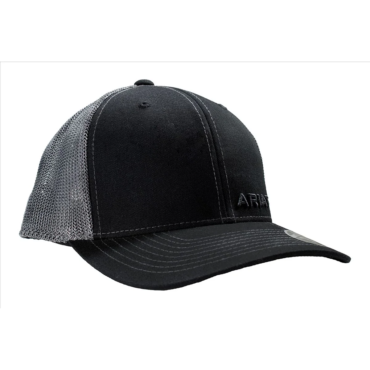 Men's Ariat Black Mesh Cap with Stitching 1597501 - Image 3