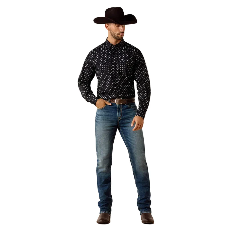 Men's Ariat Black Paisley Print Truth Fitted Snap Shirt 10071721 - Image 3