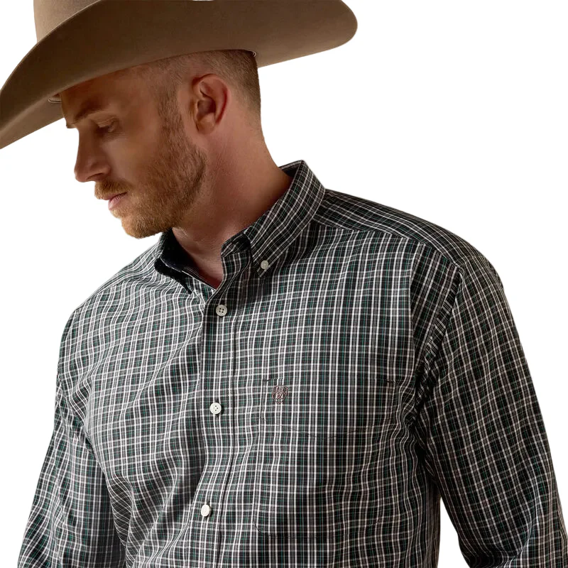 Men's Ariat Black Plaid Wrinkle Free Whiteford Classic Fit Shirt 10073685 - Image 3
