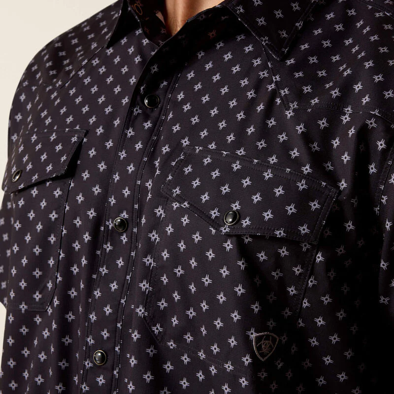 Men's Ariat Black Printed VentTEK Western Fitted Snap Shirt 10073422 - Image 3