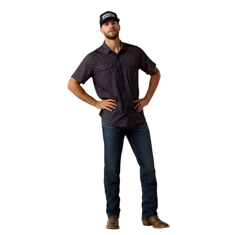 Men's Ariat Black Printed VentTEK Western Fitted Snap Shirt 10073422 - Image 6