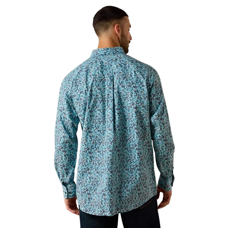 Men's Ariat Blue Elixir Plaid Phelps Classic Fit Shirt 10071602 - Image 2