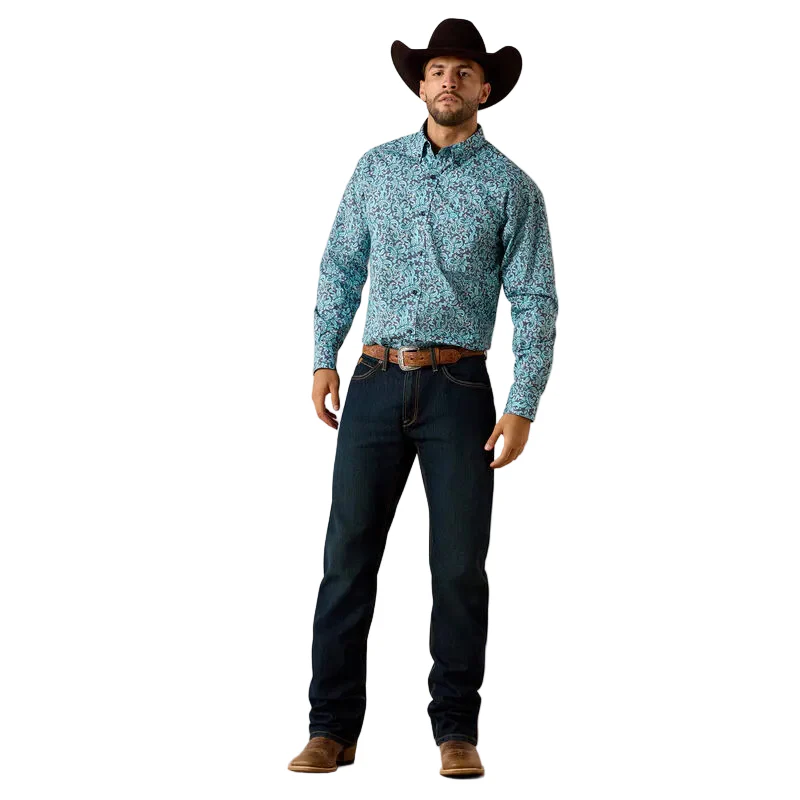 Men's Ariat Blue Elixir Plaid Phelps Classic Fit Shirt 10071602 - Image 3