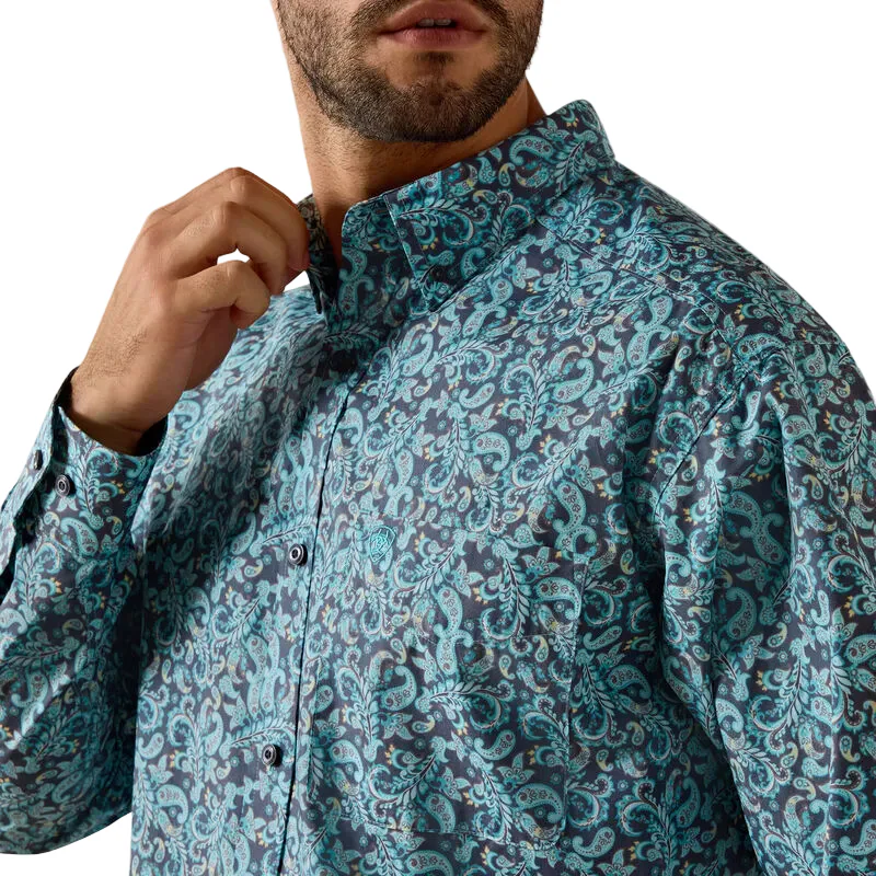 Men's Ariat Blue Elixir Plaid Phelps Classic Fit Shirt 10071602 - Image 4