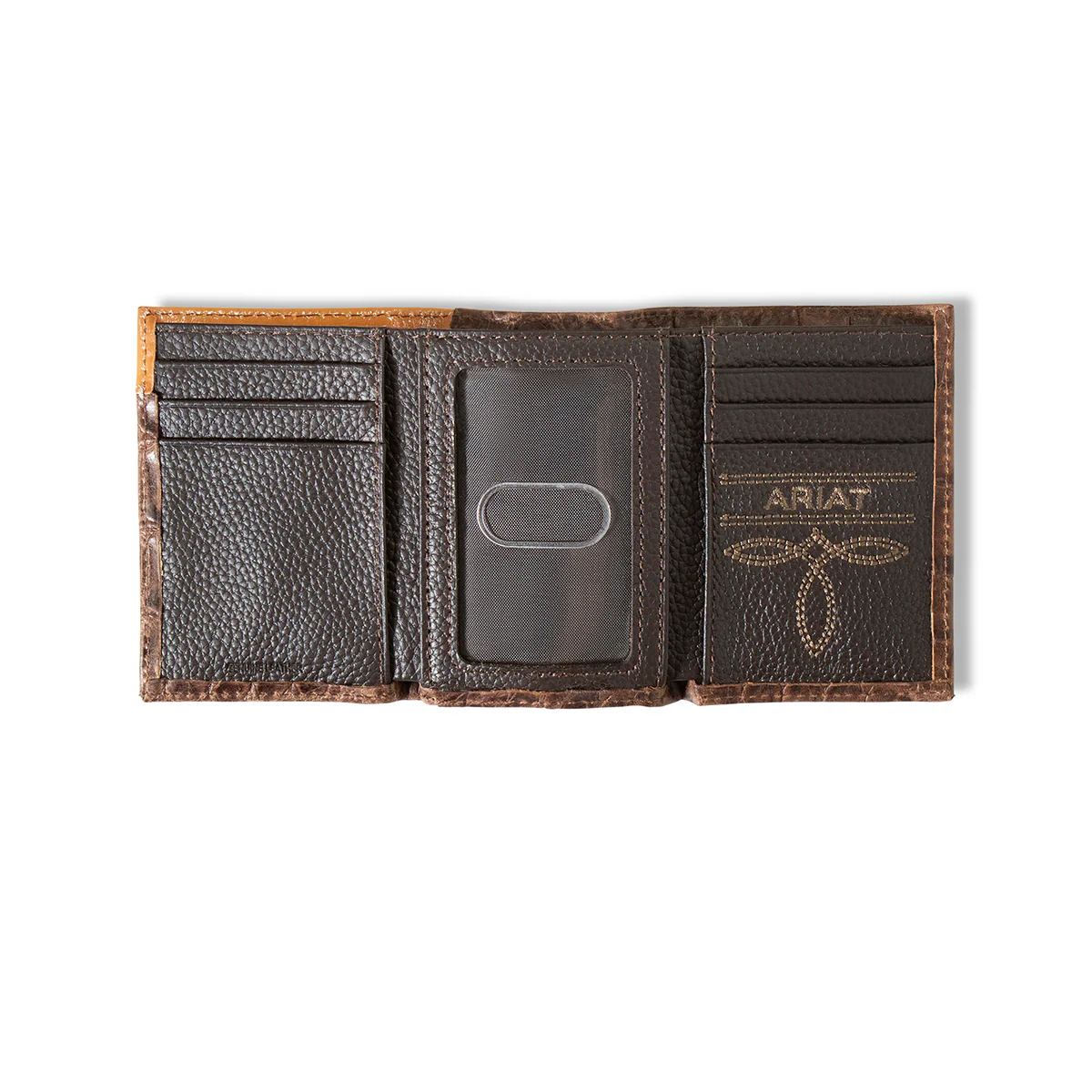 Men's Ariat Brown Croco Texture Trifold Style Wallet A3552902 - Image 2