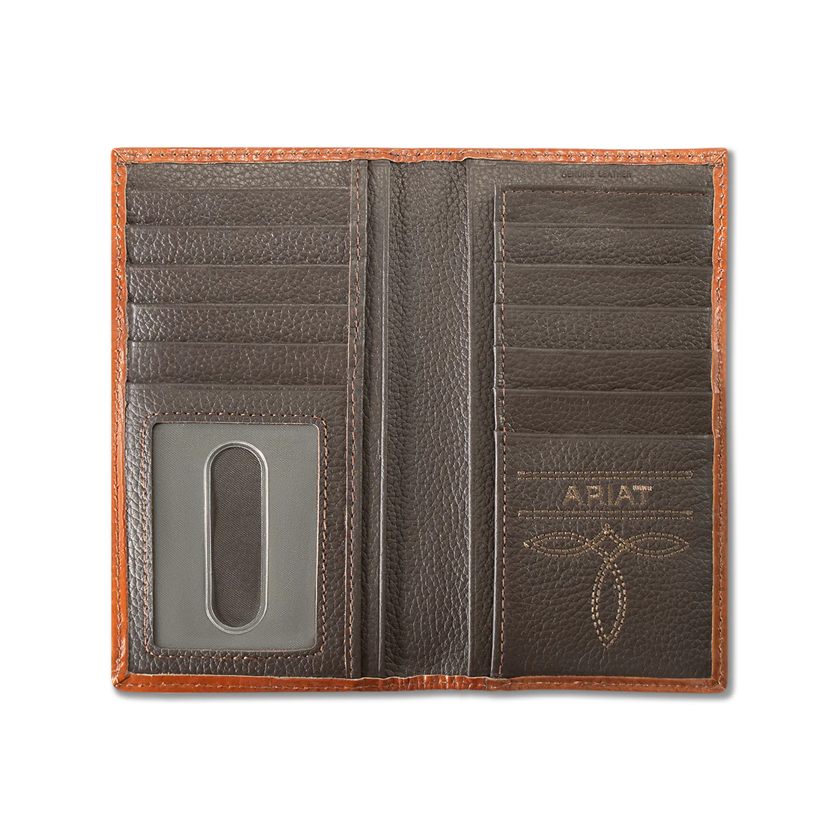 Men's Ariat Brown Rodeo Style Wallet Calf Hair Body with Floral Overlay A3564302 - Image 2