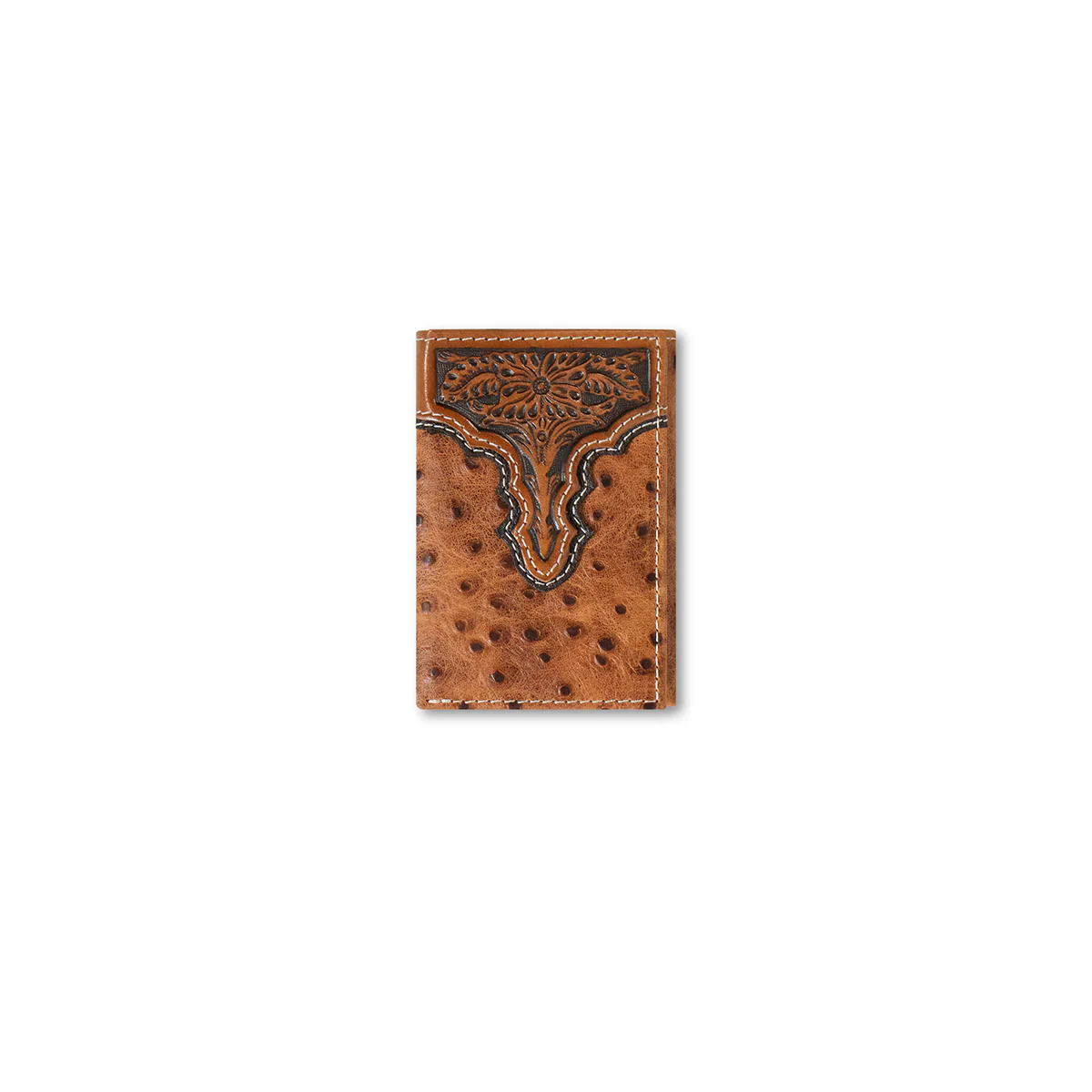 Men's Ariat Brown Trifold Wallet with Ostrich Pattern A3553202