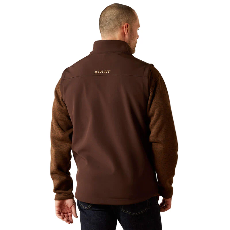 Men's Ariat Brown Vernon Softshell Vest 10062601 - Image 2