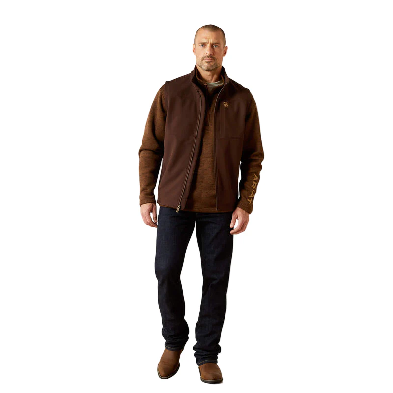 Men's Ariat Brown Vernon Softshell Vest 10062601 - Image 3