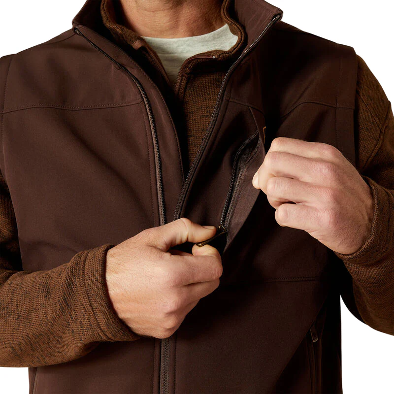 Men's Ariat Brown Vernon Softshell Vest 10062601 - Image 4