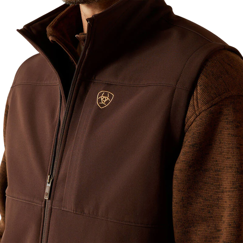 Men's Ariat Brown Vernon Softshell Vest 10062601 - Image 5