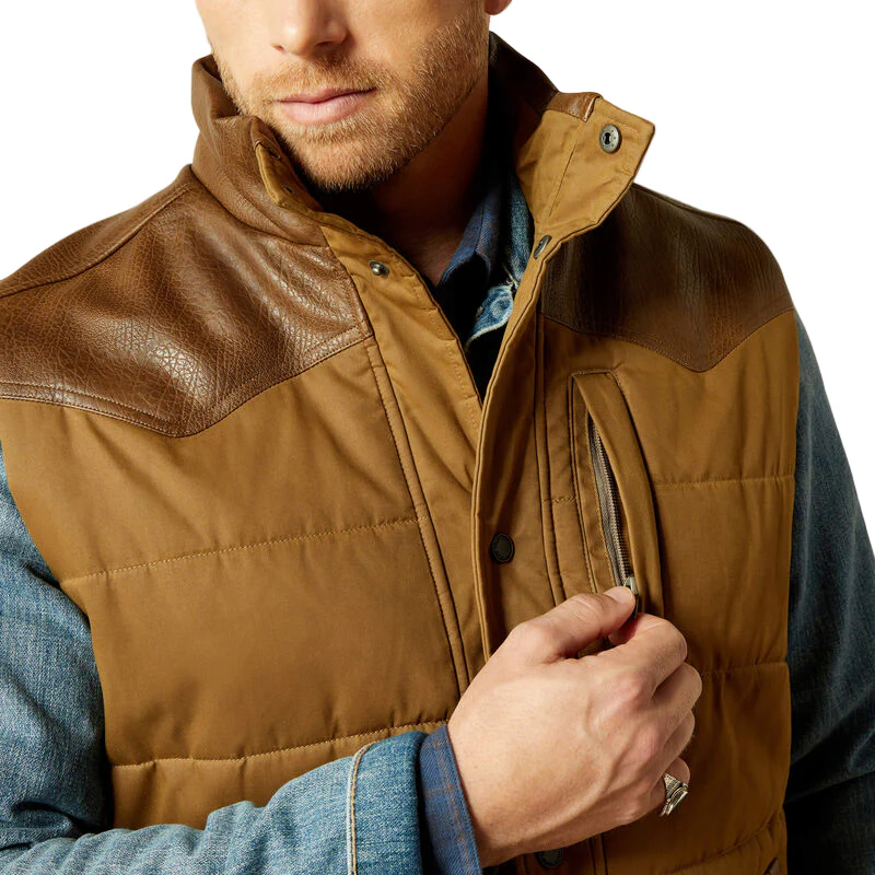 Men's Ariat Cub Khaki Western Quilted Vest 10062439 - Image 4