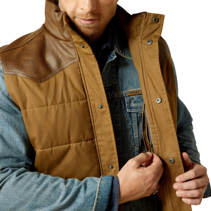 Men's Ariat Cub Khaki Western Quilted Vest 10062439 - Image 5