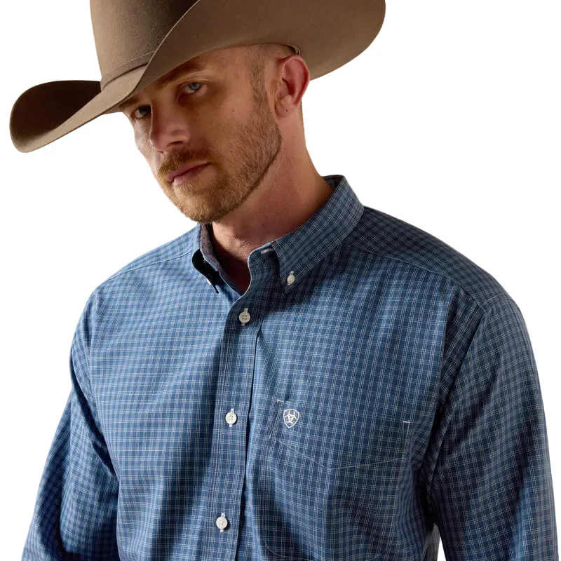 Men's Ariat Ensign Blue Plaid Wrinkle Free Canyon Classic Fit Shirt 10071746 - Image 5
