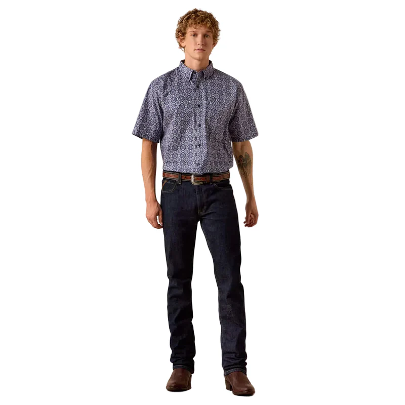 Men's Ariat Evening Blue Medallion Print Bill Classic Fit Shirt 10073524 - Image 3