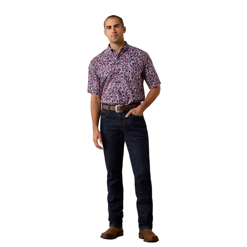 Men's Ariat Evening Blue Paisley Print Bennie Classic Fit Shirt 10073590 - Image 3