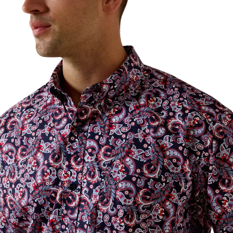 Men's Ariat Evening Blue Paisley Print Bennie Classic Fit Shirt 10073590 - Image 4