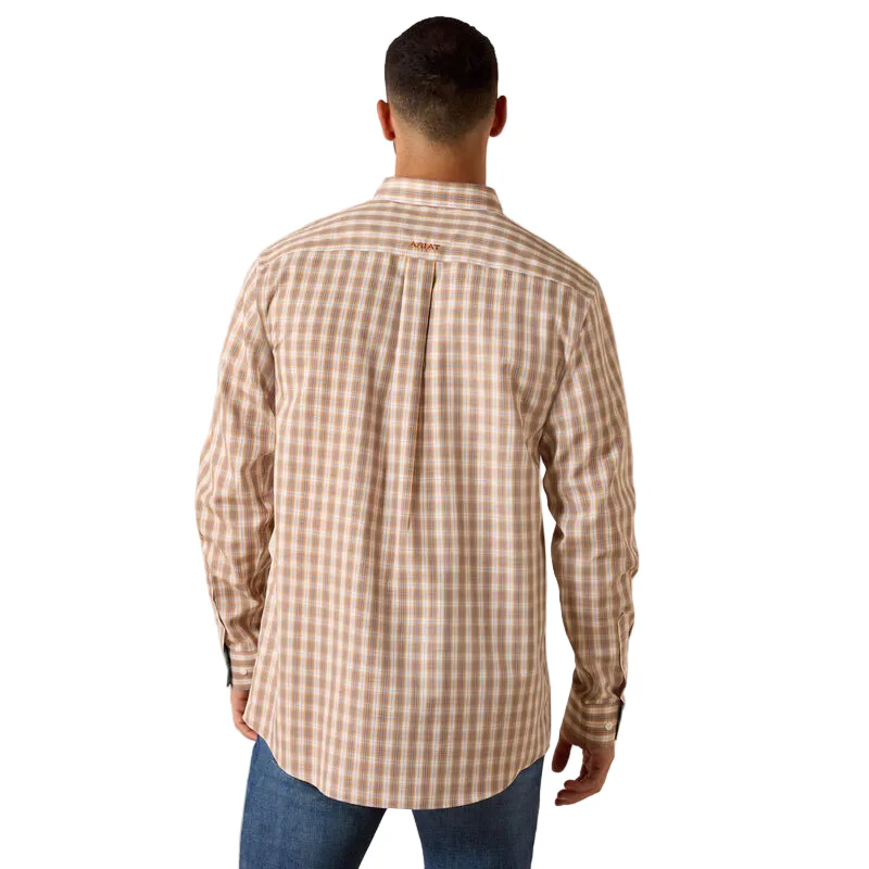 Men's Ariat Golden Oak Plaid Wrinkle Free Ayden Fitted Shirt 10071756 - Image 2