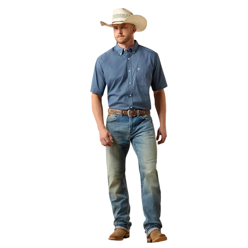 Men's Ariat Key Largo Mini Geo Print Storm Classic Fit Shirt 10073596 - Image 3