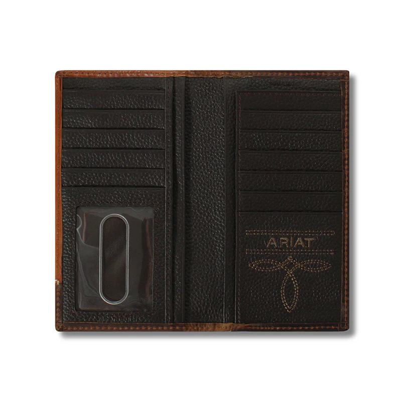 Men's Ariat Leather Bi-fold Wallet with Round Silver Concho A3532208 - Image 2