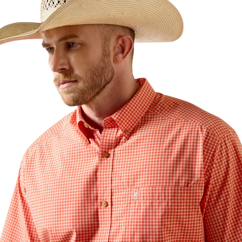 Men's Ariat Paprika Mini Plaid Pro Series Nicolas Classic Fit Shirt 10073598 - Image 3