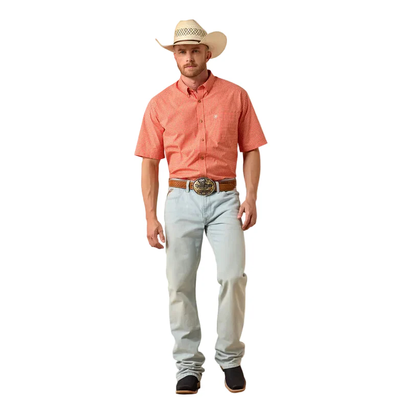 Men's Ariat Paprika Mini Plaid Pro Series Nicolas Classic Fit Shirt 10073598 - Image 6