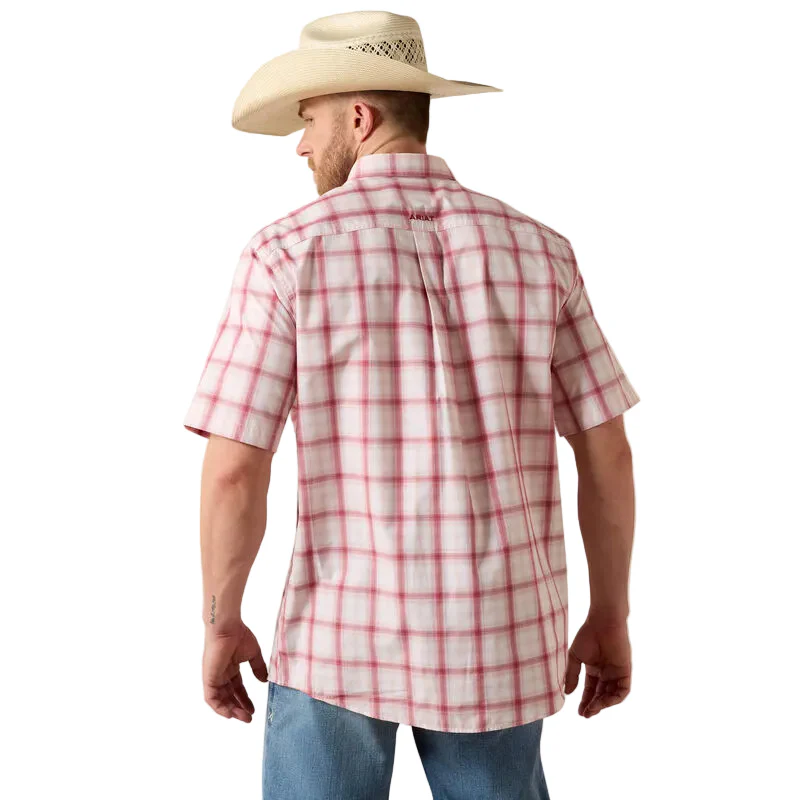 Men's Ariat Peach Plaid Pro Series Tully Classic Fit Shirt 10071573 - Image 2