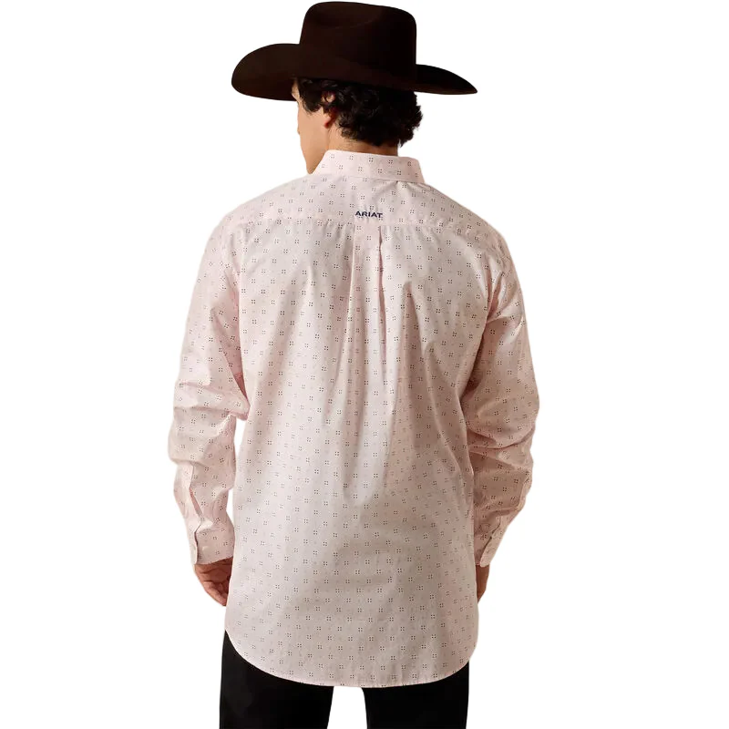 Men's Ariat Pink Geo Print Wrinkle Free Wally Fitted Shirt 10073690 - Image 2