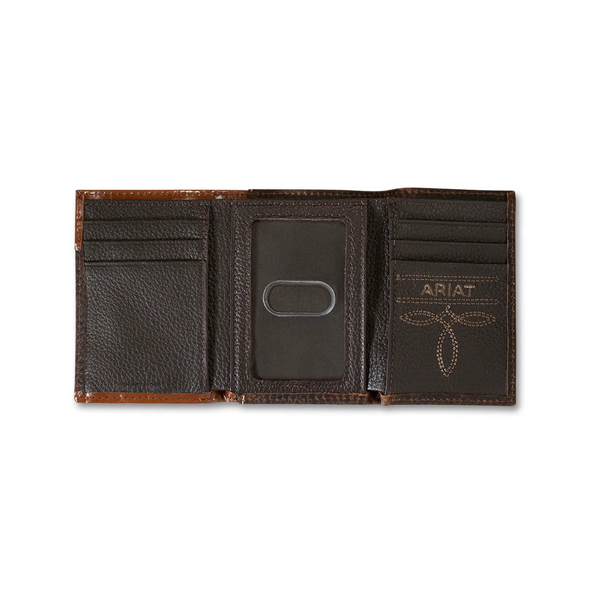 Men's Ariat Rowdy Brown Trifold Wallet A35541282 - Image 2